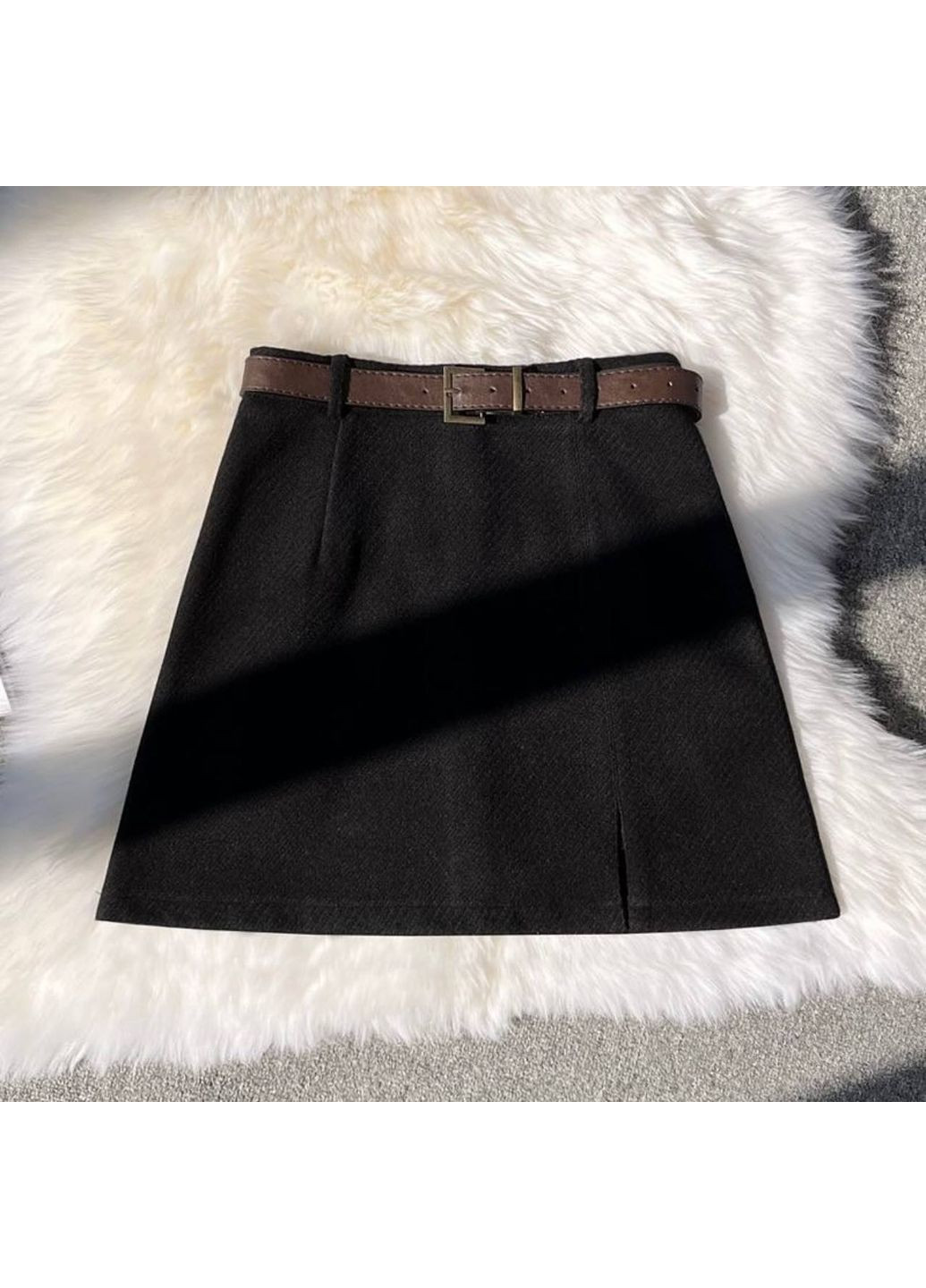 Тепла міні-спідниця А-силуету з поясом No Brand (365639360)