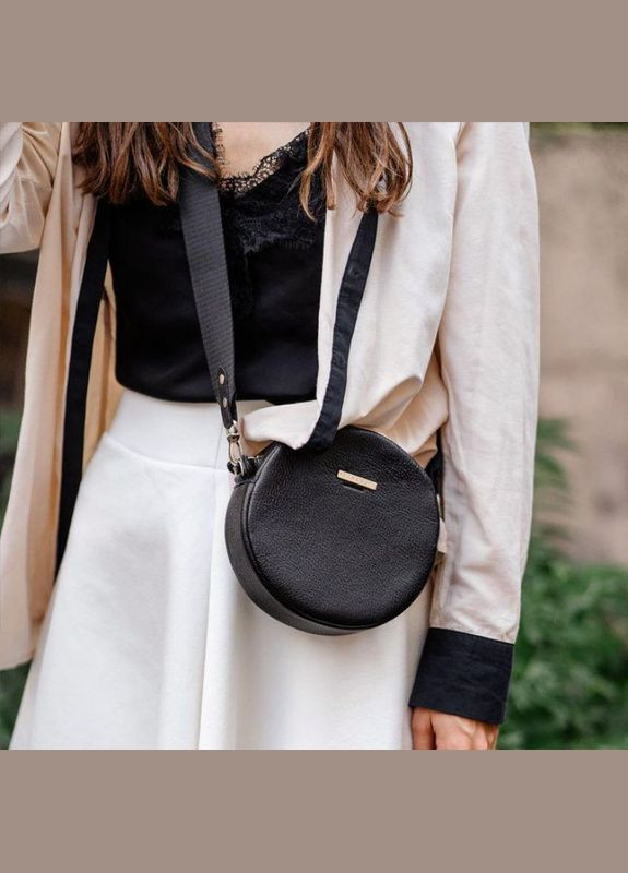 Круглая сумка женская кожаная через плечо Tablet Черный BlankNote (302008708)