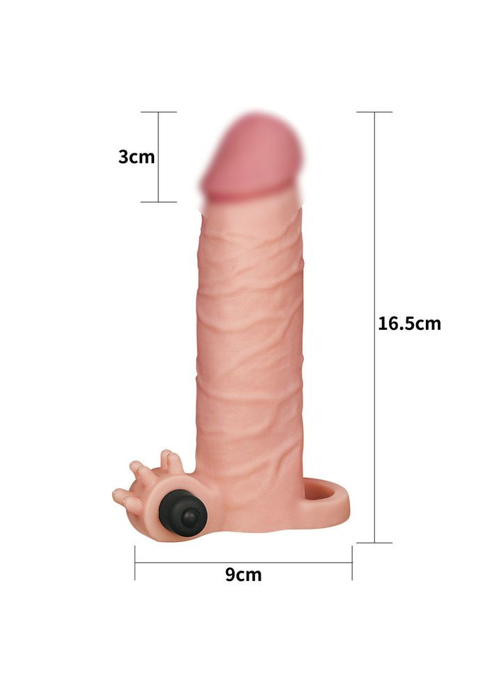 Насадка на член з вібратором кібер шкіра багаторазовий презерватив вібронасадка на пеніс Lovetoy (317747318)