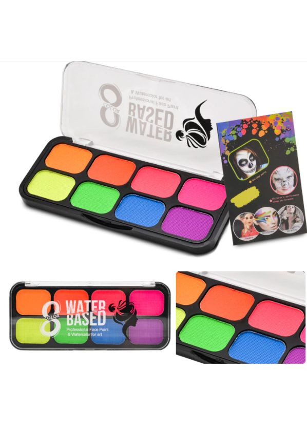 Аквагрим неоновый 8 цветов палитра Papa Kiss (302241686)