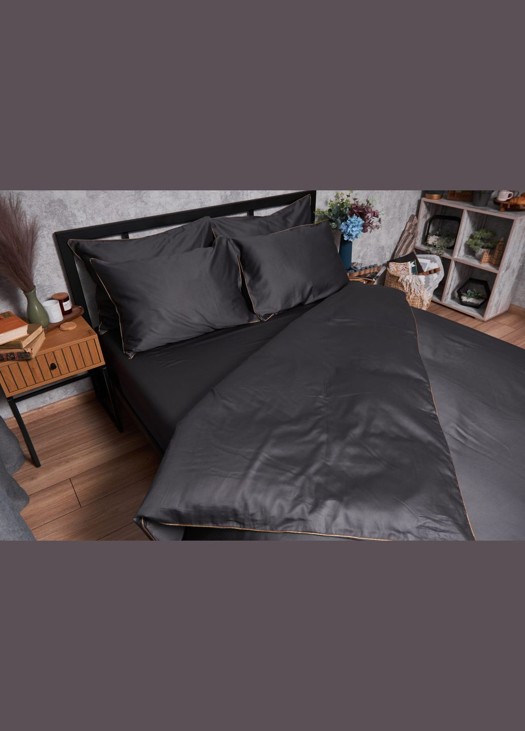 Комплект постельного белья Satin Premium двуспальный 175х210 наволочки 4х70х70 (MS-820003894) Moon&Star gold corner (288043676)