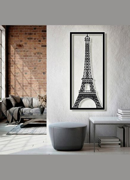 Панно 3D декоративное с объемом 15 мм для стен, Эйфелева башня2 117 х 52 см черное Декоинт (276708435)