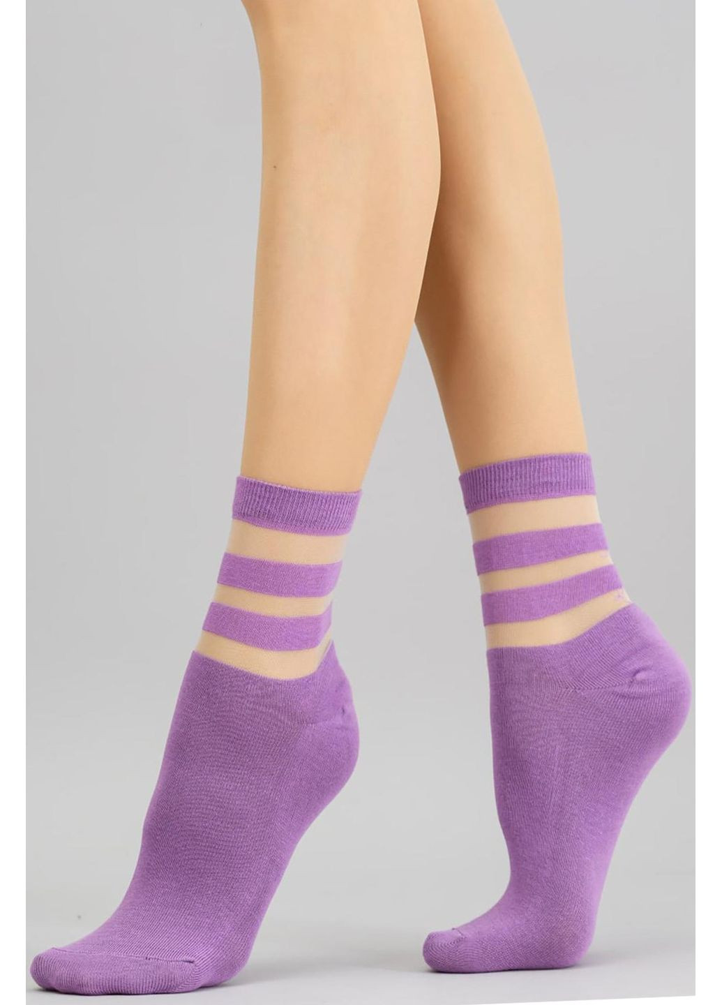 Фіолетові шкарпетки жіночі з прозорим верхом wsm-017 Giulia (349499653)