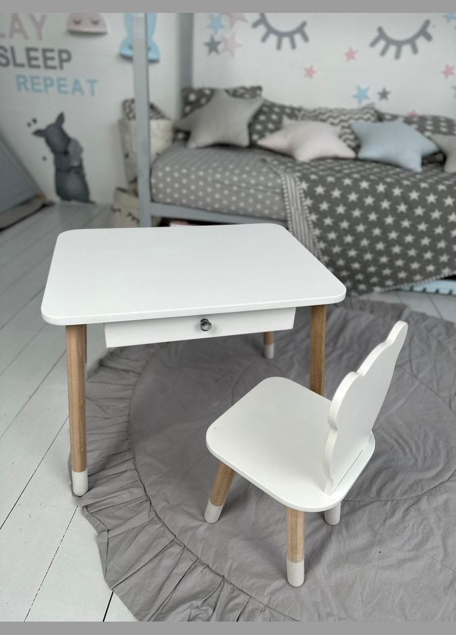 Дитячий столик і стільчик. Столик із шухлядою для олівців і розмальовок No Brand (323223333)