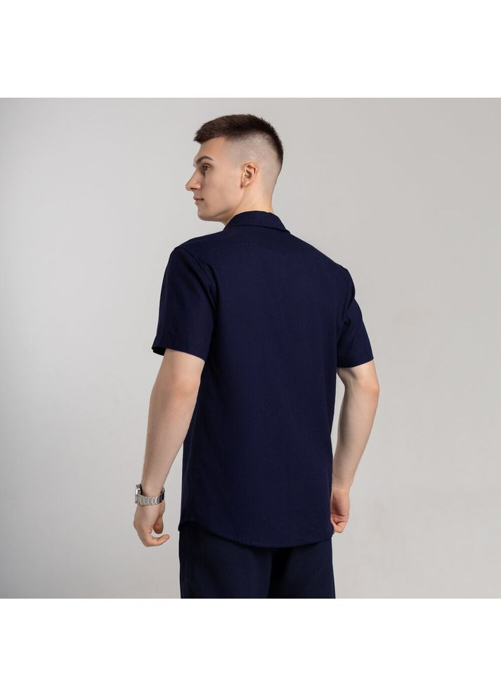 Темно-синяя повседневный рубашка однотонная Pobedov