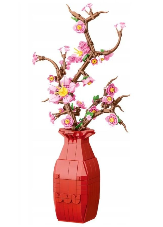 Конструктор 3D Квіти Персикове дерево у вазі, 565 деталей, пластиковий, для розвитку, творчості та декору No Brand (364191311)