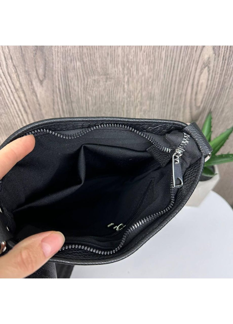 Чоловіча шкіряна сумка планшетка чорна з тисненням рептилія ProDobro (363221219)