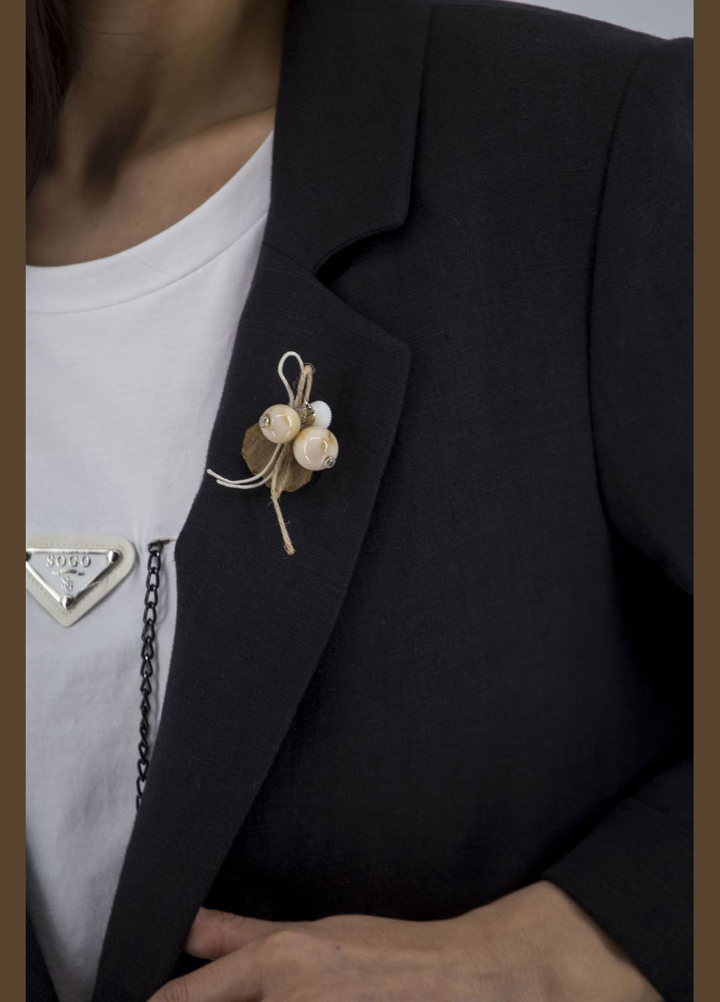 Жіночий лляний приталений піджак з брошкою (, ), 25728 Mare Sole (331619591)