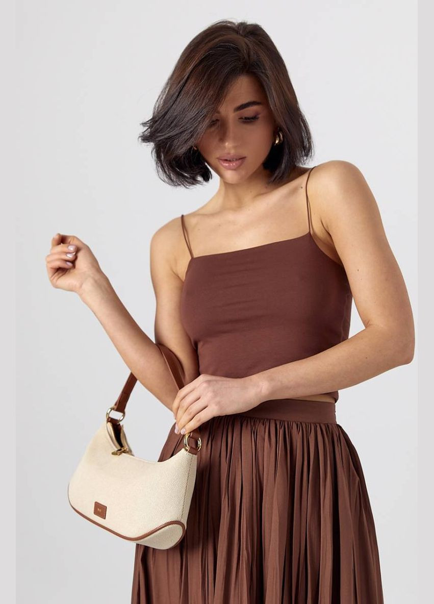 Приталений кроп-топ на бретелях-гумках Lurex — 327088329