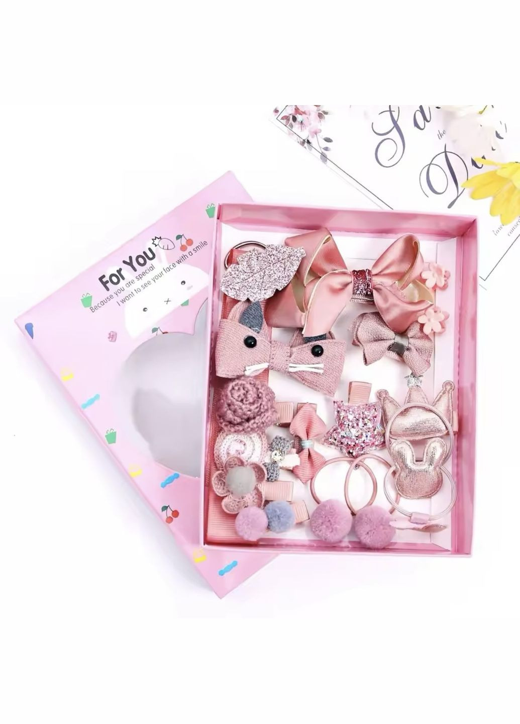 Подарунковий набір аксесуарів для волосся (18 шт) заапорошена троянда No Brand (349812213)