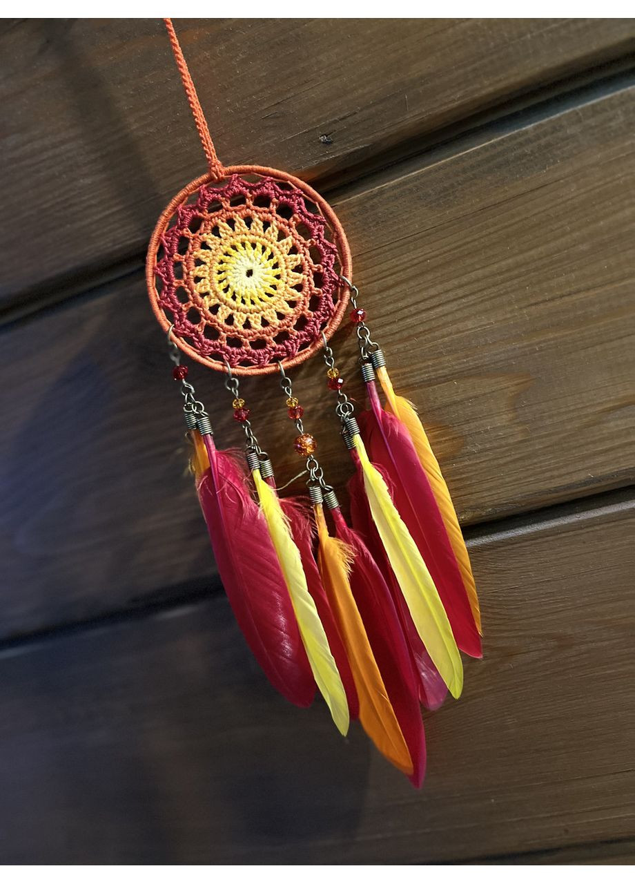 Мини/Авто-ловец снов "Феникс" с перьями утки. Оберег-подвеска в машину. Амулет на зеркало заднего вида Dream Studio (363057479)