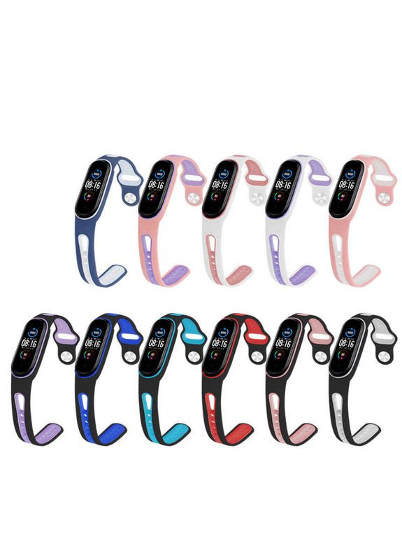 Ремінець Sport Style для Xiaomi Mi Smart Band 5/Mi Smart Band 6/Mi Smart Band 7 White-Pink (705174) BeCover (341488782)