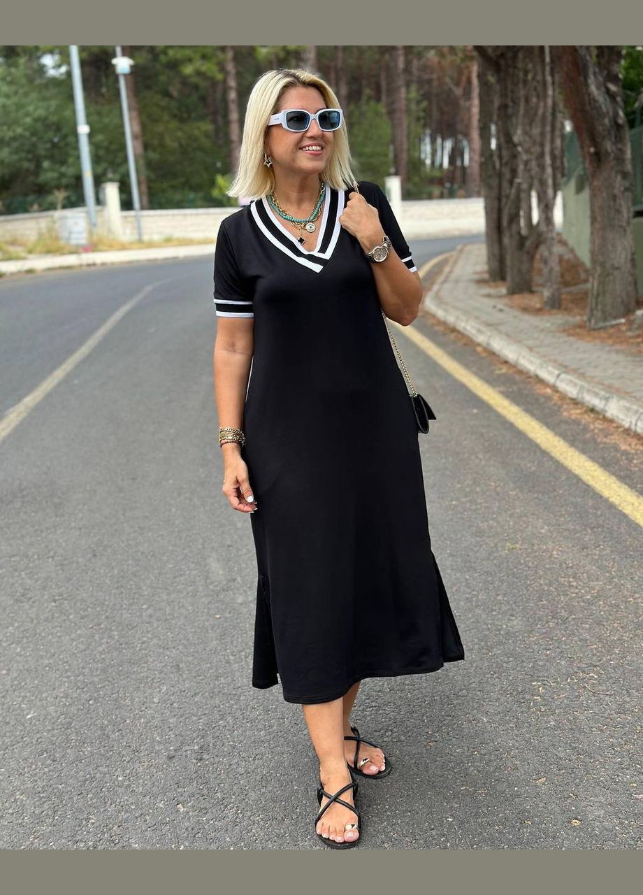 Черное женское платье миди цвет черный New Trend