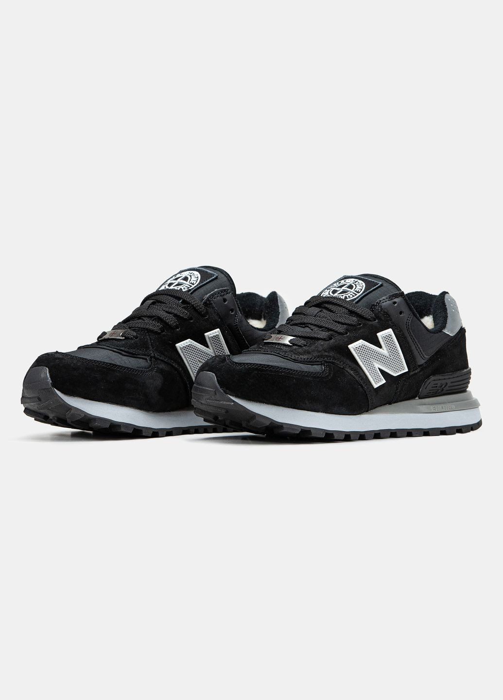 Чорні Зимовий кросівки зимові чоловічі New Balance 579 x Stone Island black fur | Нью Беланс 574 з хутром