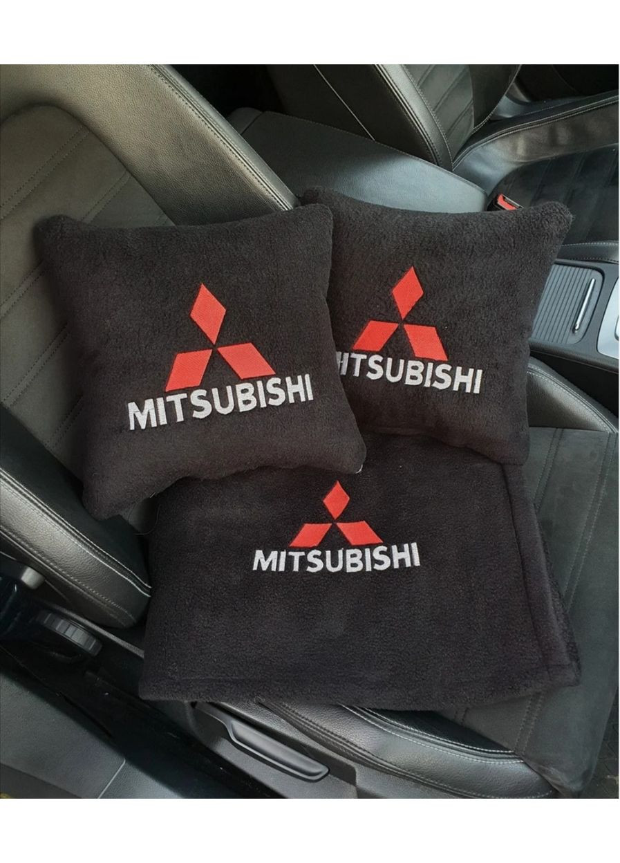 Набор подушки автомобиля 2 шт. и плед с вышивкой "Mitsubishi" No Brand (369717221)