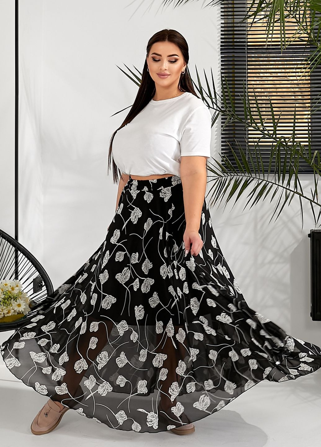 Шифонова спідниця-максі кльош No Brand (328148810)