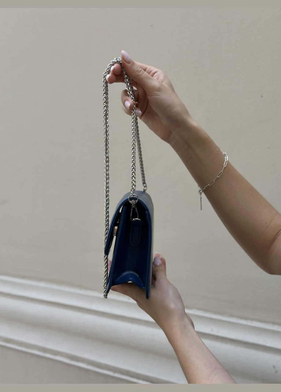 Женская синяя классическая сумка 6004 кросс-боди через плечо на тонком ремешке No Brand (299279281)