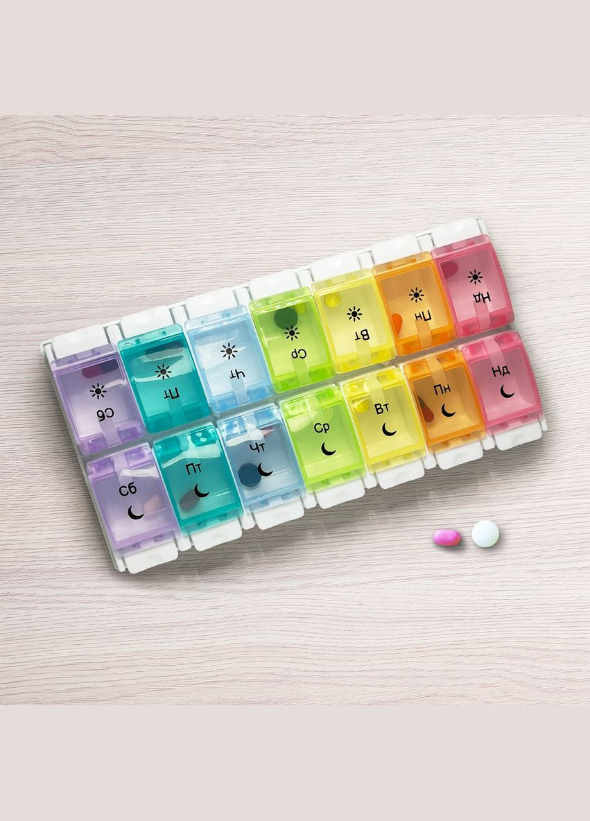 Органайзер для таблеток MVM на 7 днів Різнобарвний (PC-12 COLOR) МВМ (365280780)