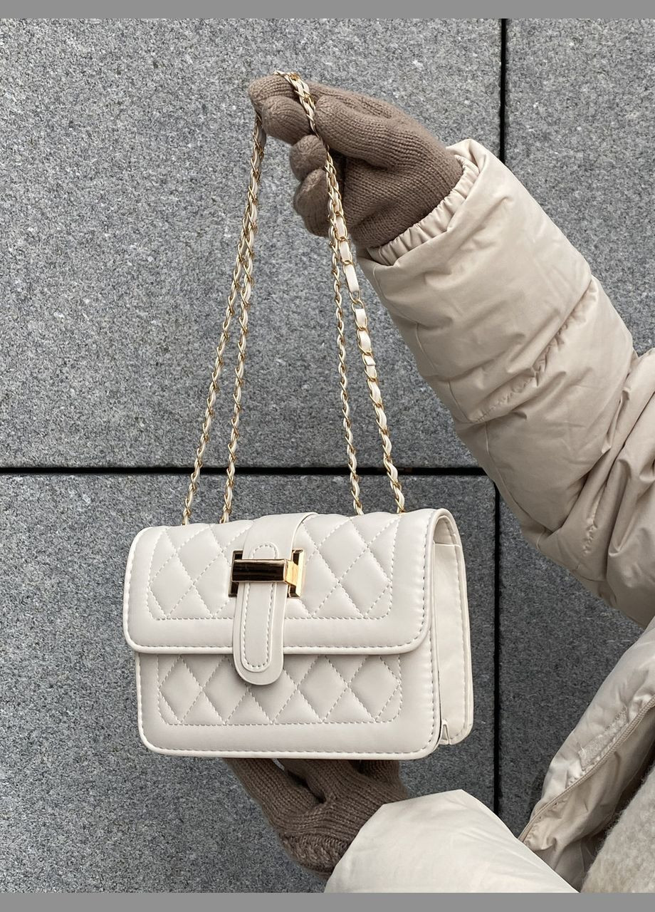 Женская сумка кросс-боди на цепочке 10209 белая молочная No Brand (290704944)
