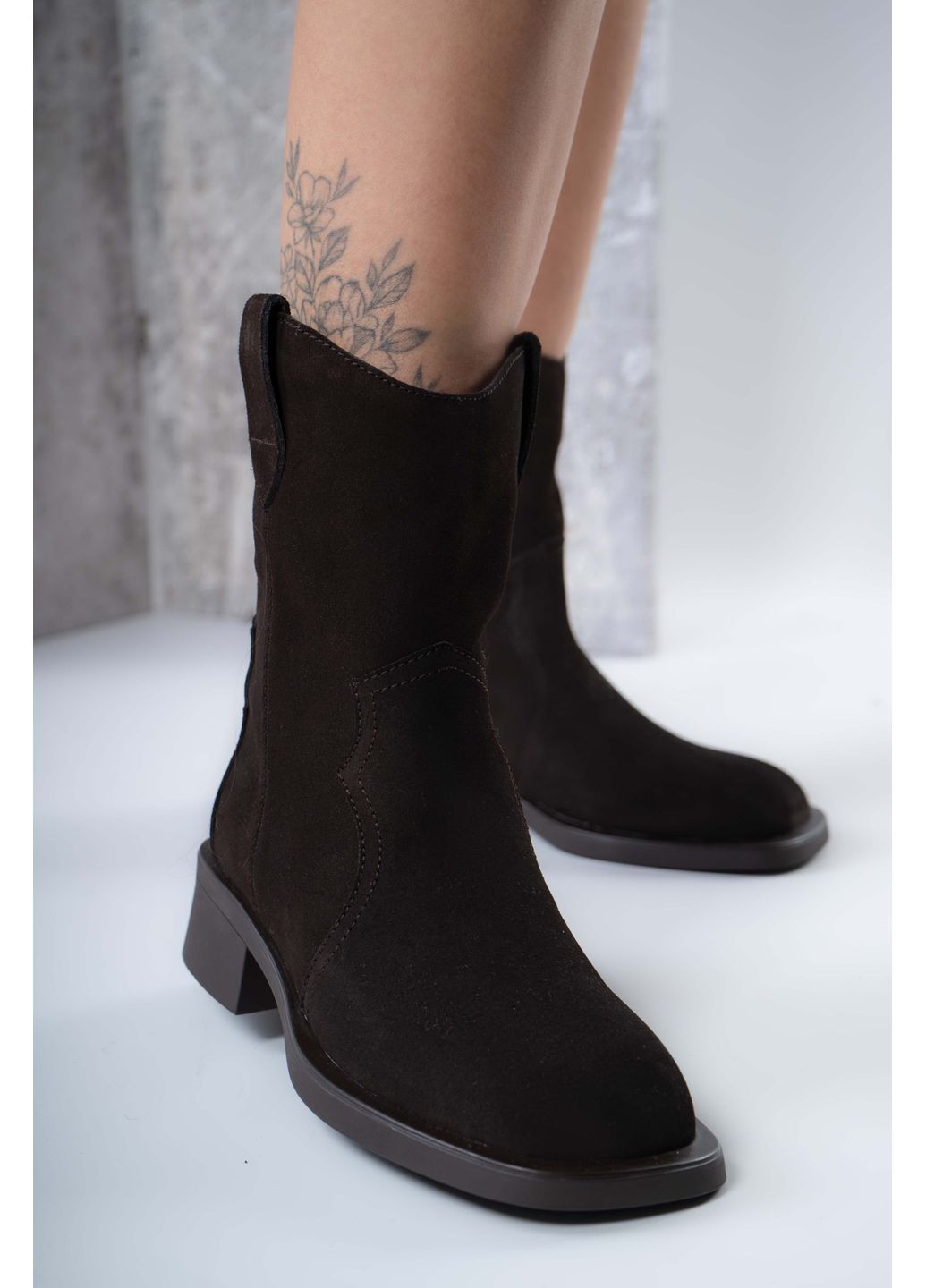 ботинки женские натуральная замша коричневые 346775 Where Uwear из натуральной замши