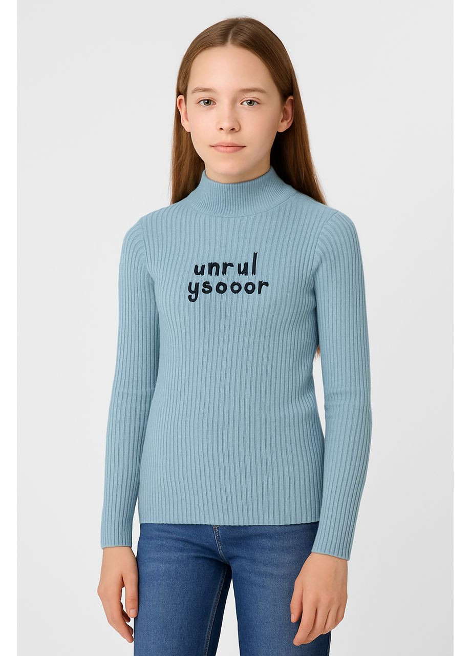 Гольф детский для девушек, вязаный, р.130-170 см (752), 158-164, Голубой Yalisi (370439491)