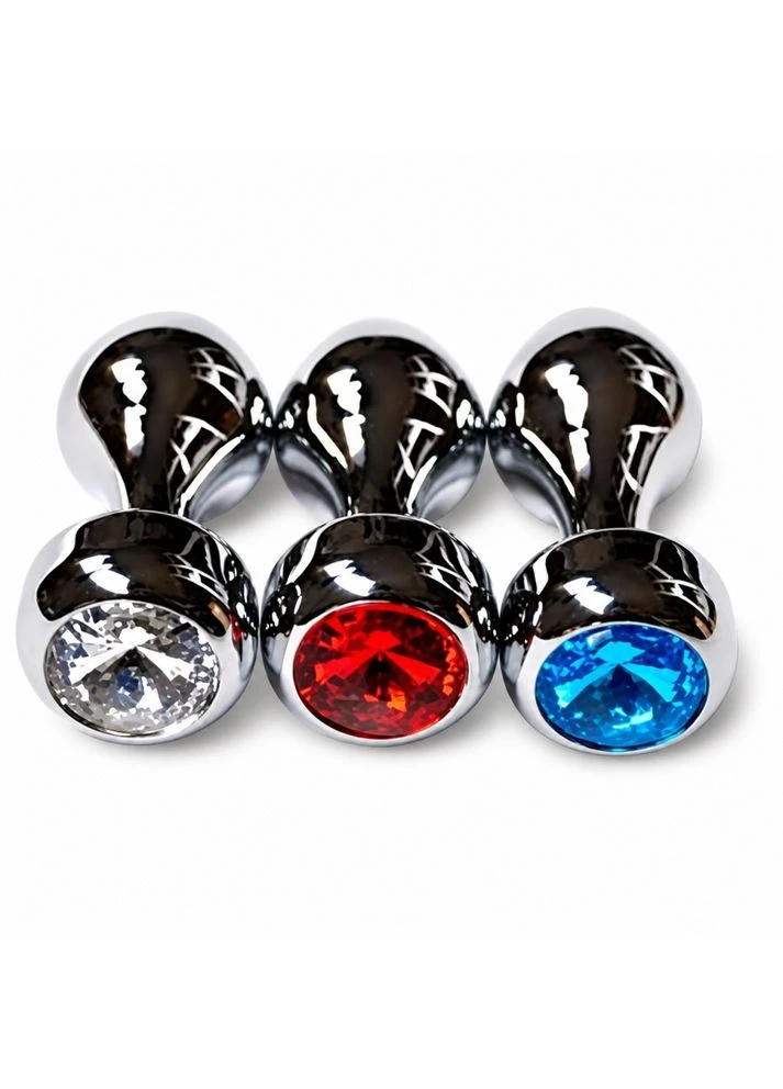 Анальная пробка с камнем Silver Aluminum Jeweled Anal Plug Small Blue Bdsm4u (402331266)