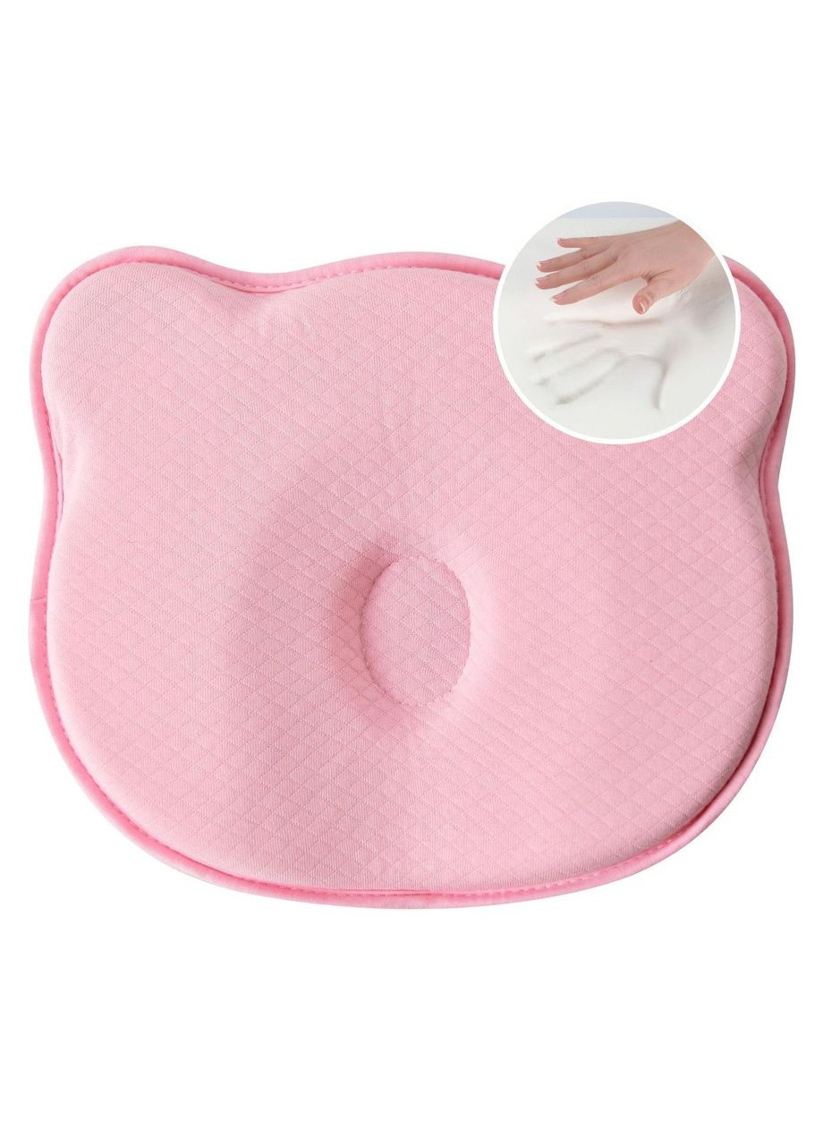 Подушка ортопедическая детская BabyComfort 27×22×3 см с эффектом памяти, в форме мишки розовая PAPAELLA (342116194)