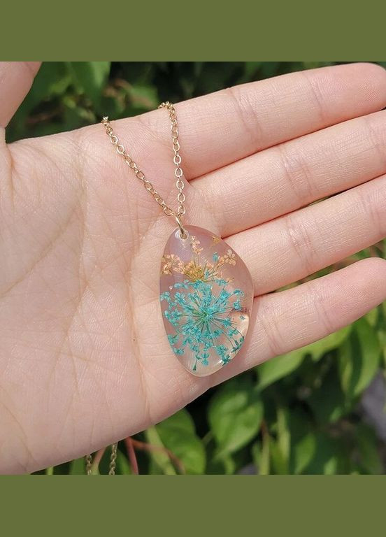 Кулон подвеска прозрачная сухоцветная на цепи, 3028 Fashion Jewelry (336949649)