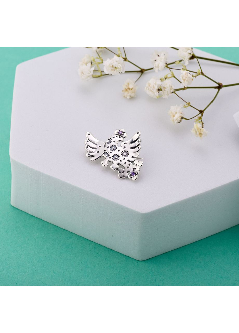 Брошь серебряная Райская Птица Amethyst 925 Skifska Etnika (364202481)