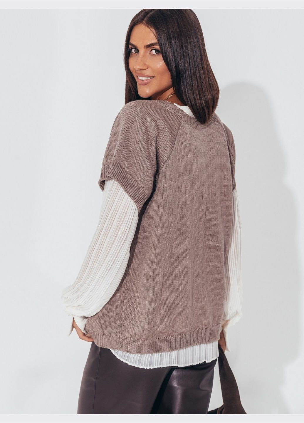 в'язаний жилет з коротким рукавом бежевий Dressa (307287572)