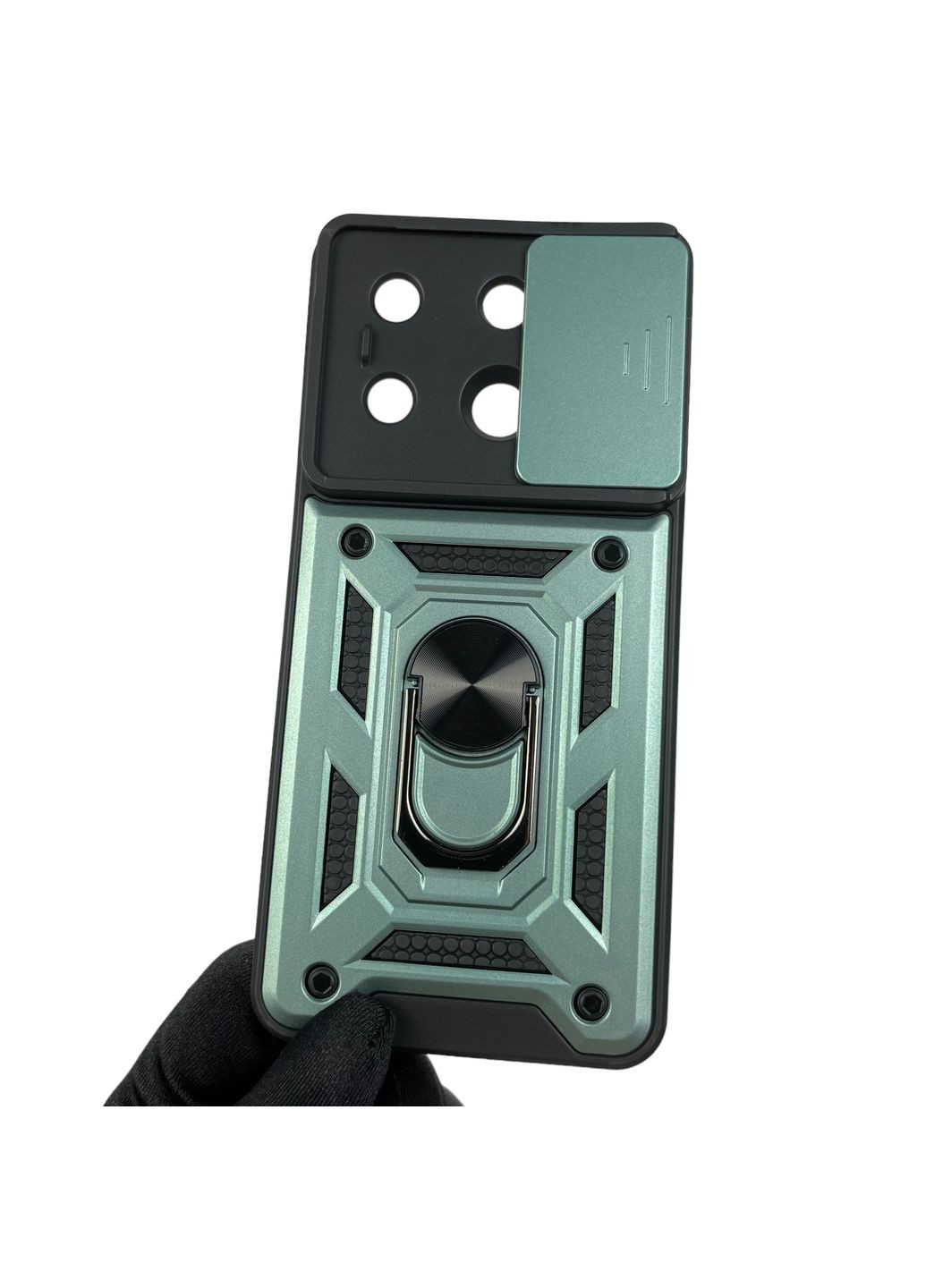 Чохол для POCO X6 броньований з кільцем підставкою зі шторкою на сяомі поко х6 зелений rg1 Xiaomi (366387645)