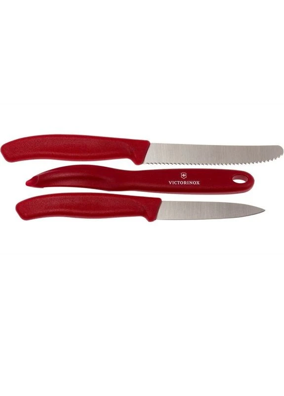Набор кухонный SwissClassic Paring Set 3шт с черв. ручкой (2 ножа, овощечистка) в подар.упак. Victorinox (386506375)
