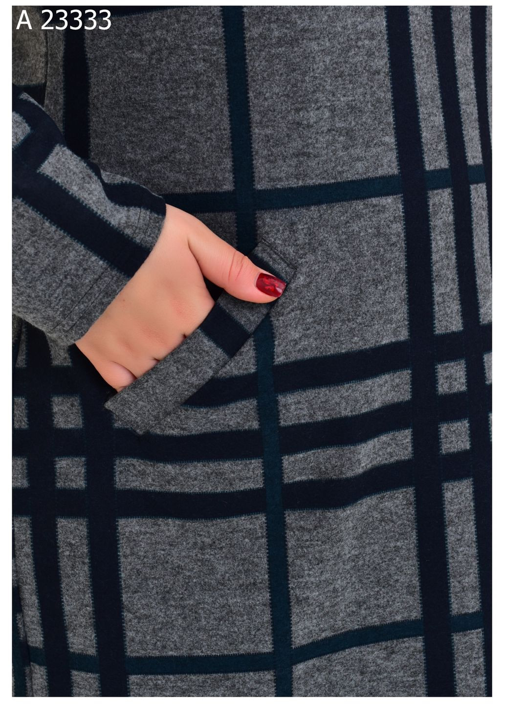 Сіра сукня жіноча великого розміру SK в клітинку