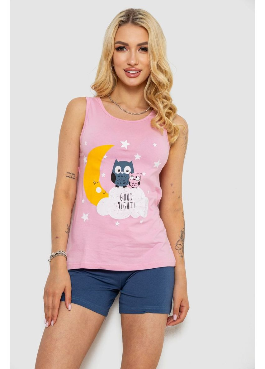 Розовая всесезон пижама женская с принтом, 243r24238 Polkan