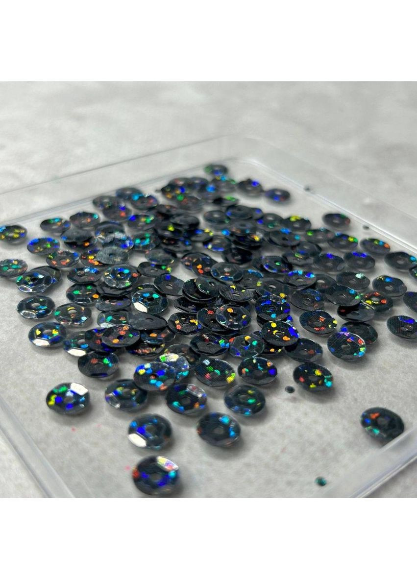 5 г - Поетка круглая шестигранник 7 мм - черное серебро голограмма Plus-plus (352746376)