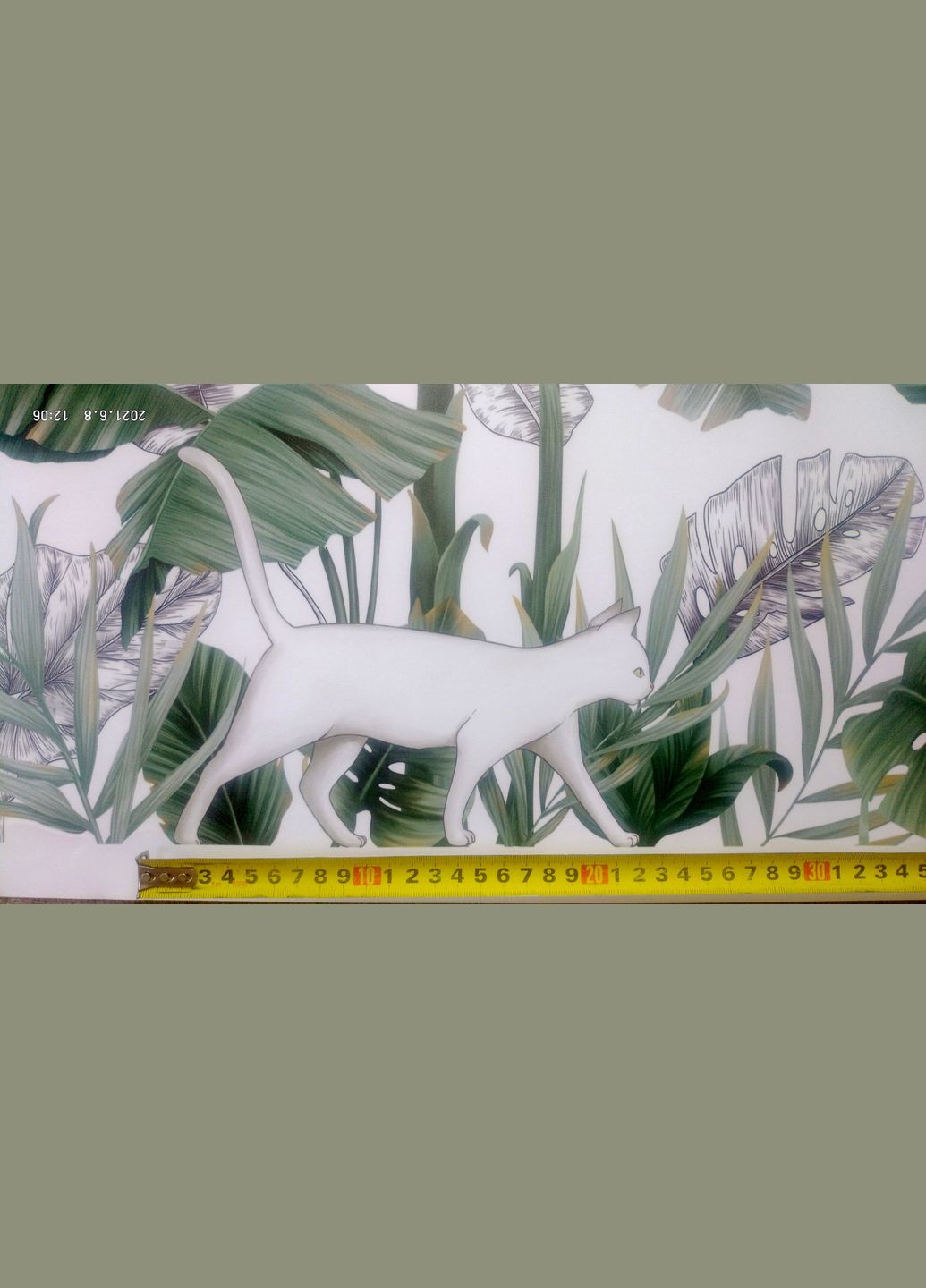 Вінілова інтер'єрна наклейка на стіну Бананове дерево та білий кіт (лист 60 х 94 см) Б455 No Brand (304292113)