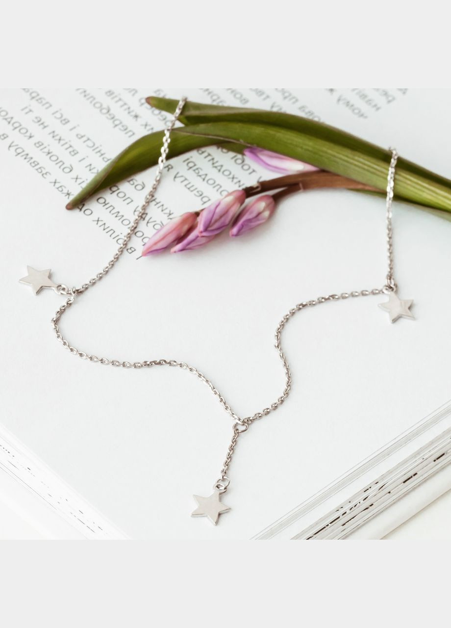 Браслет срібний на ногу три Зірочки на тонкому ланцюжку No Brand (354721470)