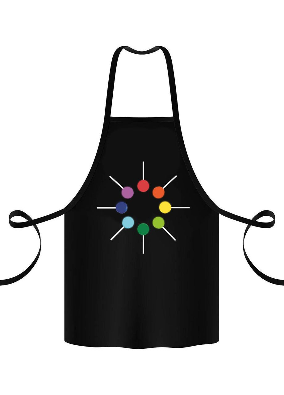 Фартух чорний кухонний з оригінальним принтом "Кольорові Chupa Chups" Кавун (316114067)