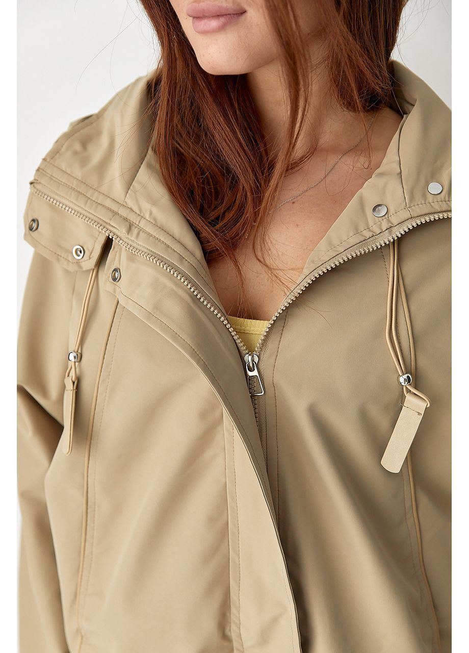 Вітровка вільного фасону на блискавці - світло-коричневий колір Lurex (364967848}