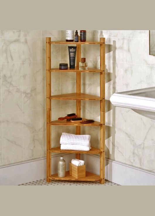 Стеллаж кутовий для ванної з дерева Тальер сієна (ВУГ-000905) No Brand (328091555)