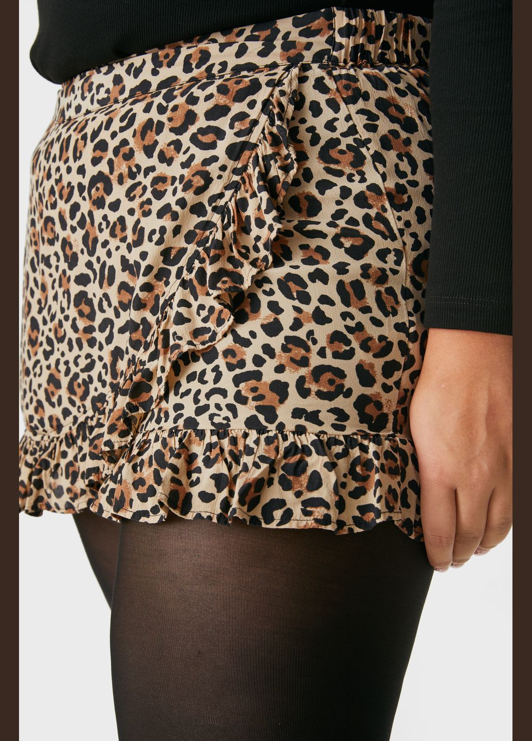 Разноцветная кэжуал однотонная юбка-шорты из вискозы C&A