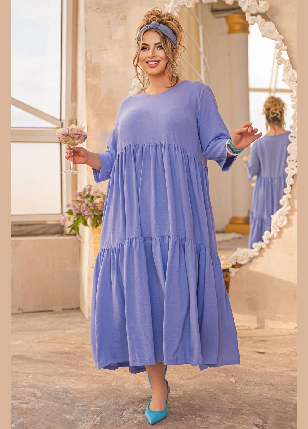 Сиреневое откровенный платье с оборками клара сиреневая 56 Tatiana