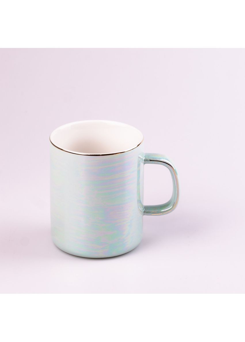 Чашка керамічна 420 мл у дзеркальній глазурі Бірюзовий Happy Life (367724447)