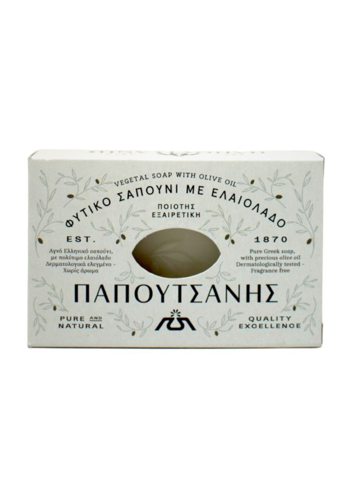 мыло твердое натуральное Olive Oil White 125 г Papoutsanis (294222899)