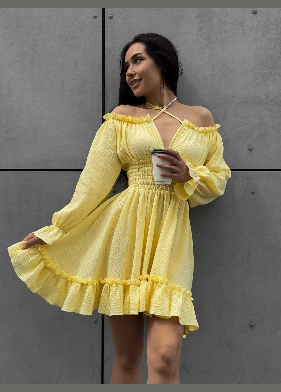 Желтое кэжуал платье N.Family однотонное