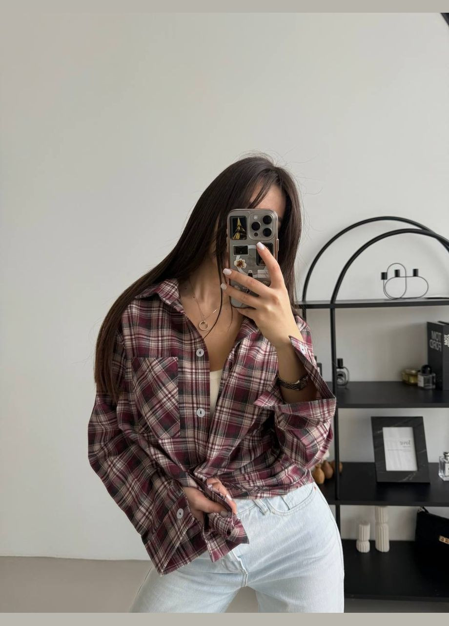 Бордовая кэжуал рубашка в клетку Adelante