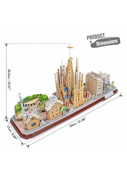 Пазл Cubic Fun Трехмерная головоломка-конструктор City Line Barcelona (MC256h) CubicFun Тривимірна головоломка-конструктор City Line Barce (366157808)