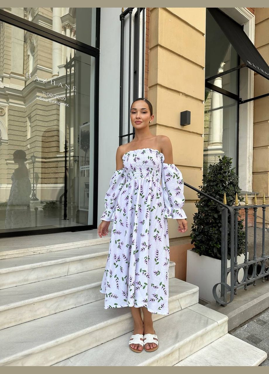 Фісташкова повсякденний, святковий жіноча муслінова сукня Avanti з квітковим принтом