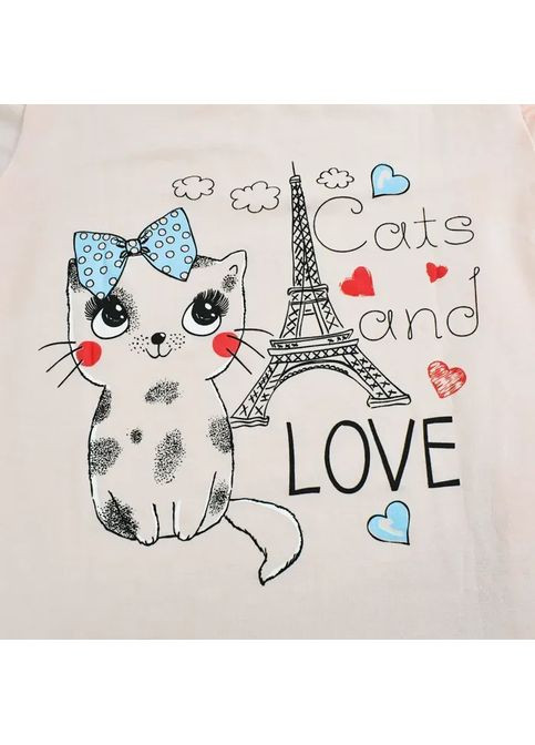 Персиковая всесезон детская хлопковая пижама футболка и брюки No Brand Піжама