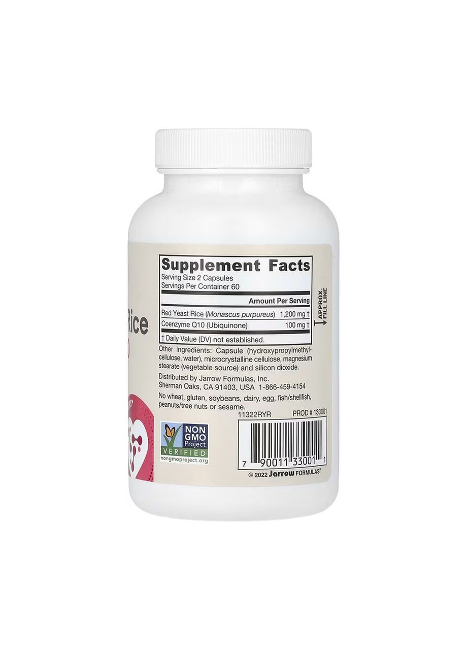 Red Yeast Rice + Co-Q10 600mg - 120 vcaps Jarrow Formulas (369397801)